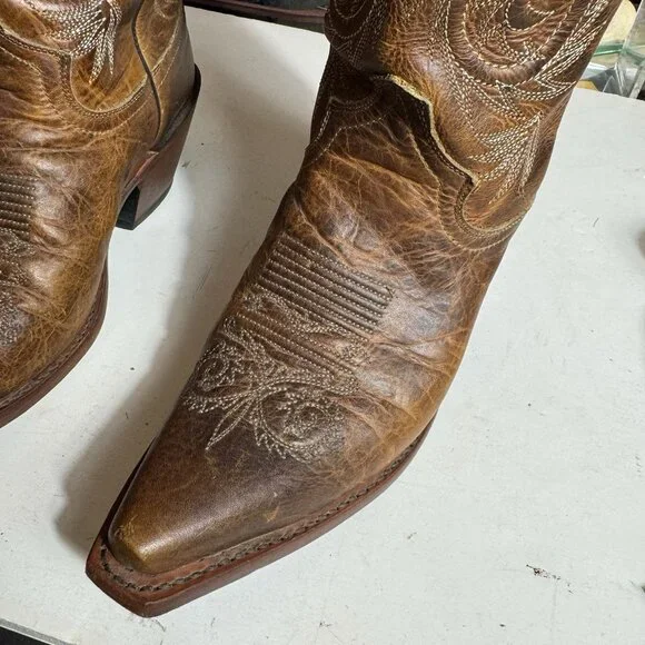 Justin L4332 Women's size 7 B Western Cowgirl Damiana Leather Snipped Toe Boots - Picture 15 of 16